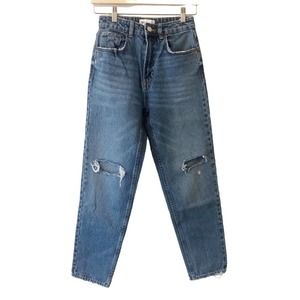 Zara High Rise High Waist 90's Mom Jeans Distressed 2